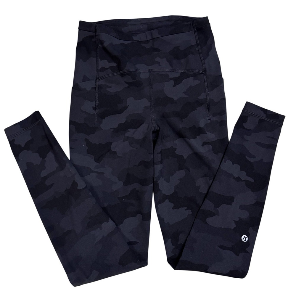 LULULEMON Black Camo High-Rise Leggings with pockets, 28” inseam